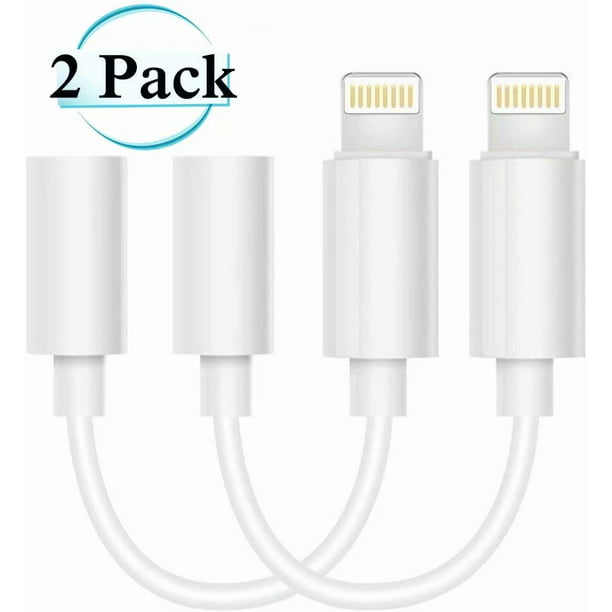 Lighting to 3.5 mm Headphone Adapter Earphone Earbuds Adapter Jack 2 Pack,Easy to Use,Compatible with Apple iPhone 11 Pro Max X/XS/Max/XR 7/8/8 Plus Plug and Play Grill Cloth